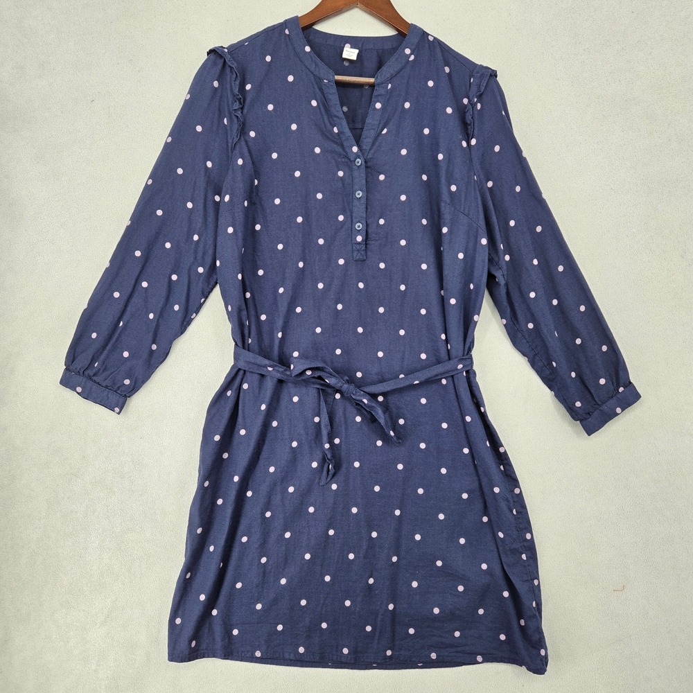 Old Navy LARGE Polka Dot Shirt Dress Womens Preppy Classic Navy Blue‎